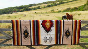Mexican Blanket Southwest Aztec Diamond | Beige Yellow