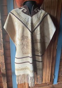 Authentic Mexican sued Poncho with embossed art work