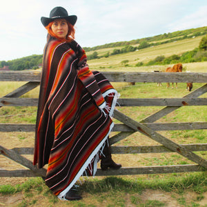 Mexican isla serape brown blanket
