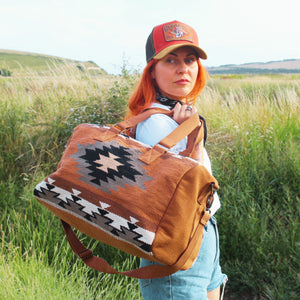 Rust, Olive & Cream Aztec Duffel