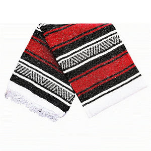 Red and Black Mexican Blanket Made from Recycled Material