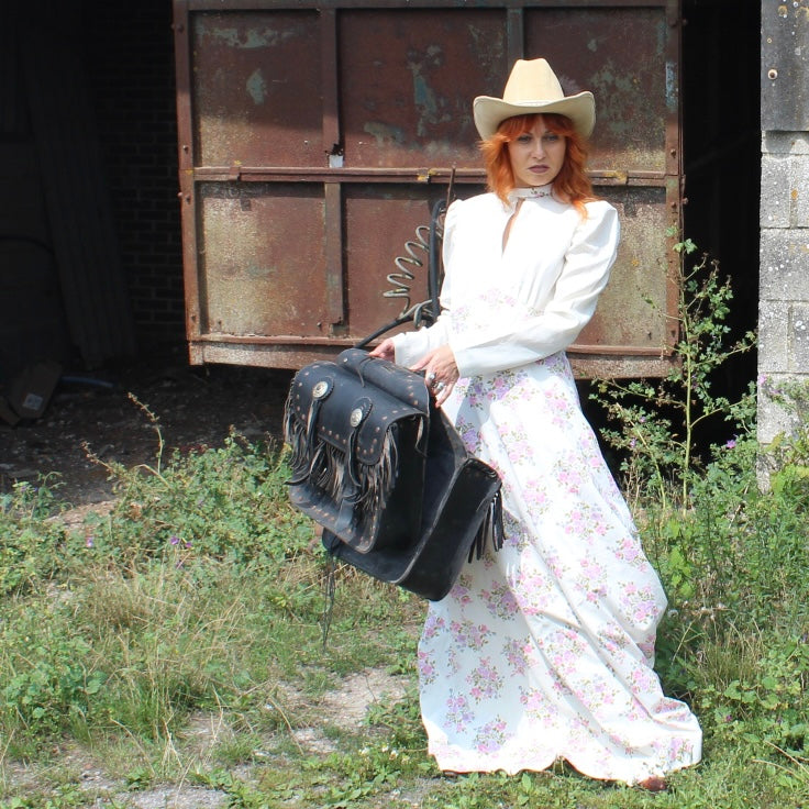 Long white western prairie dress