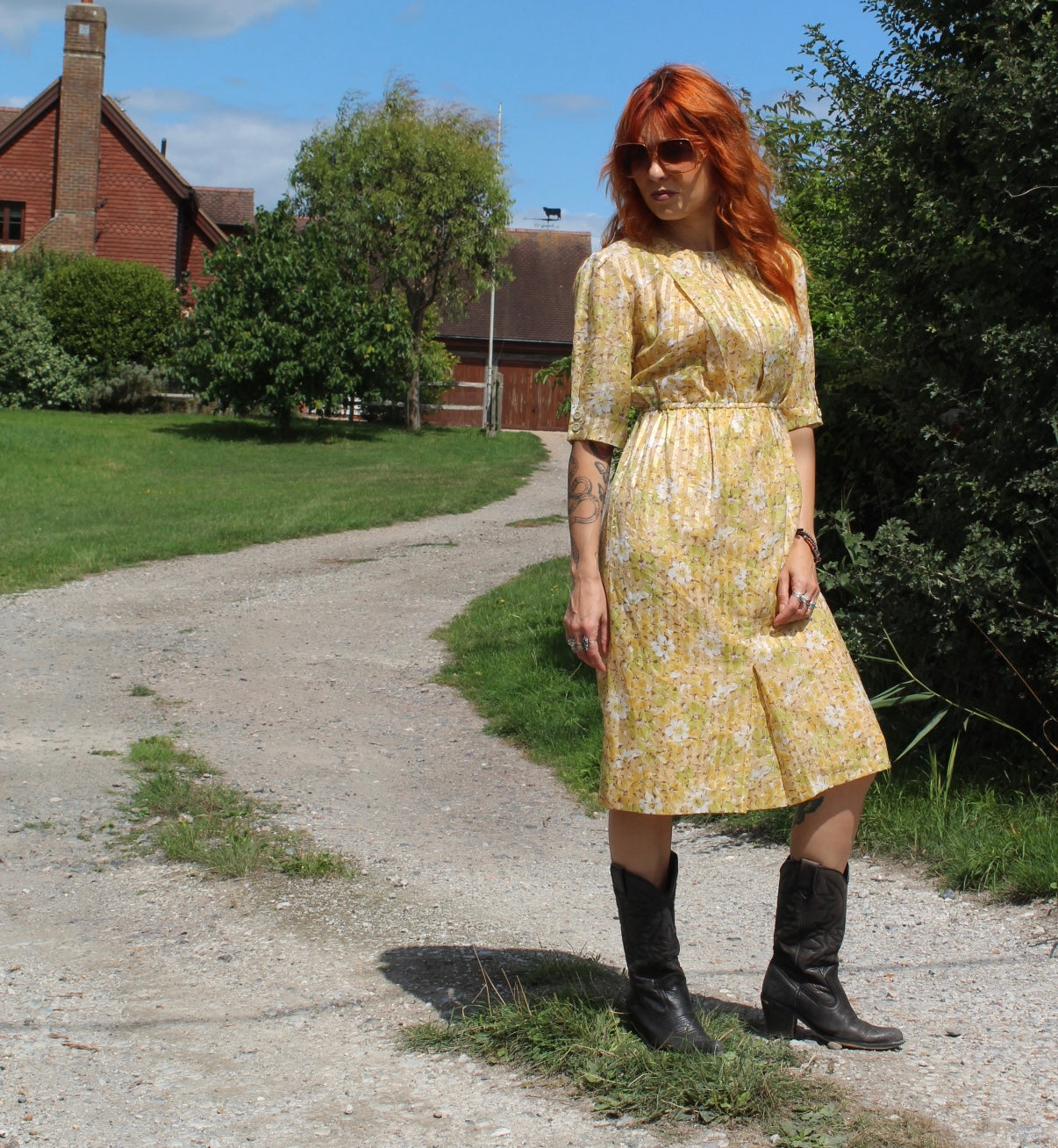 Light yellow western prairie dress