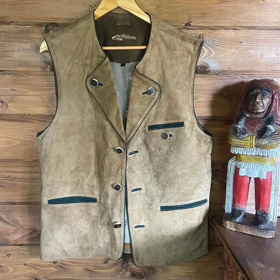 Sued leather mens vest