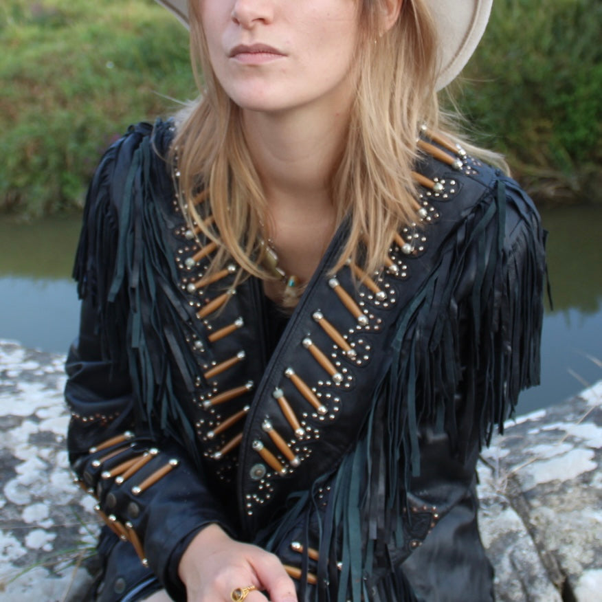 Beaded tasseled frill jacket