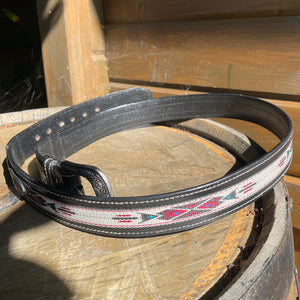 Western leather carved Aztec belt black