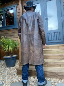 Brown leather vintage ranger coat