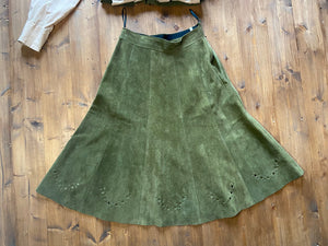 70s Suede Two piece in moss green