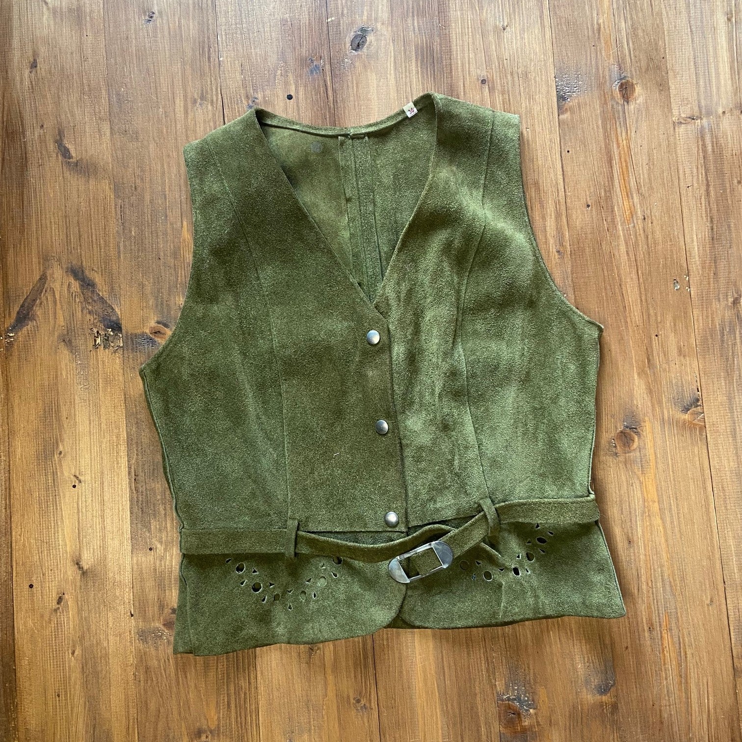 70s Suede Two piece in moss green