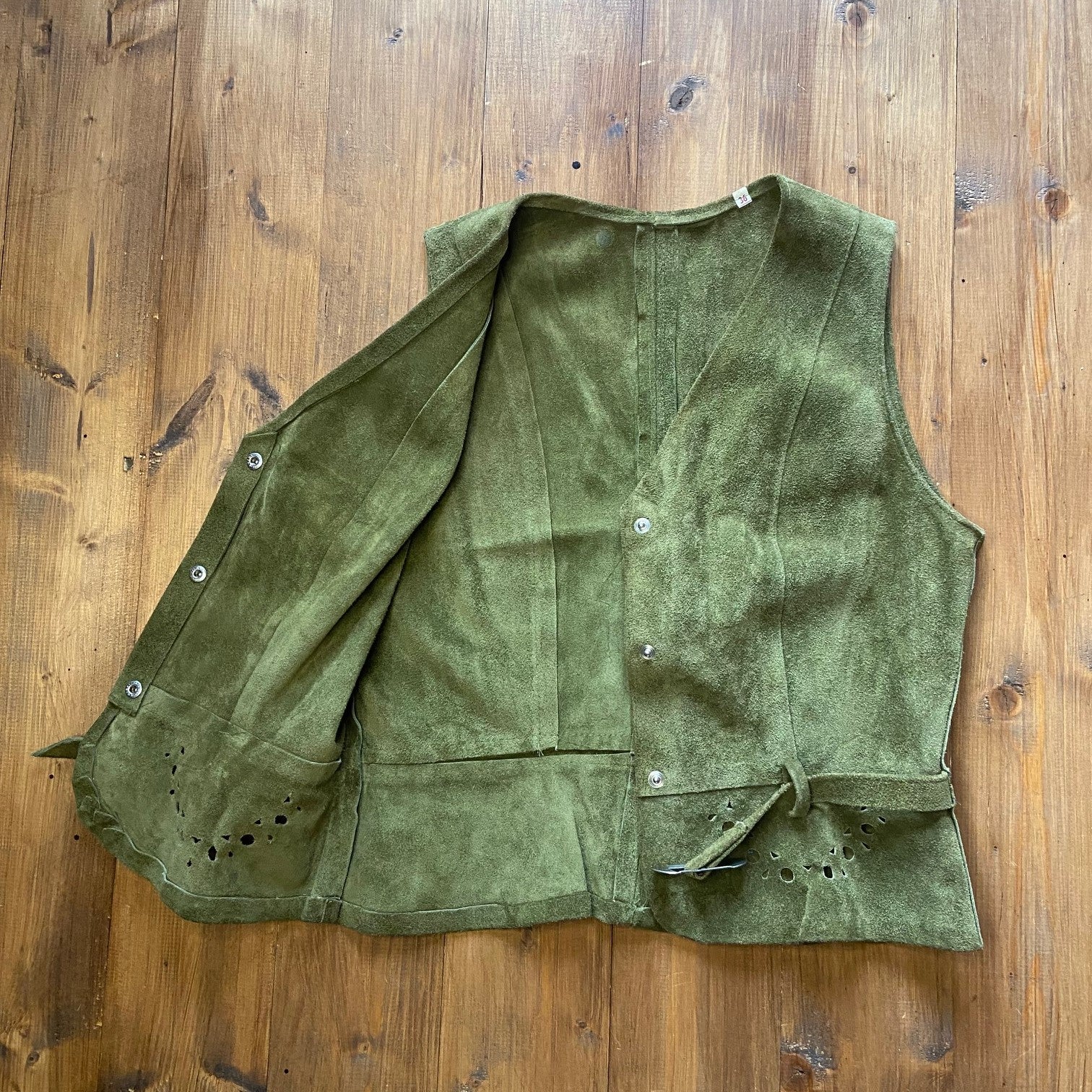 70s Suede Two piece in moss green