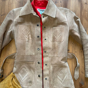 70s wrangler suede jacket with buttons and front pockets