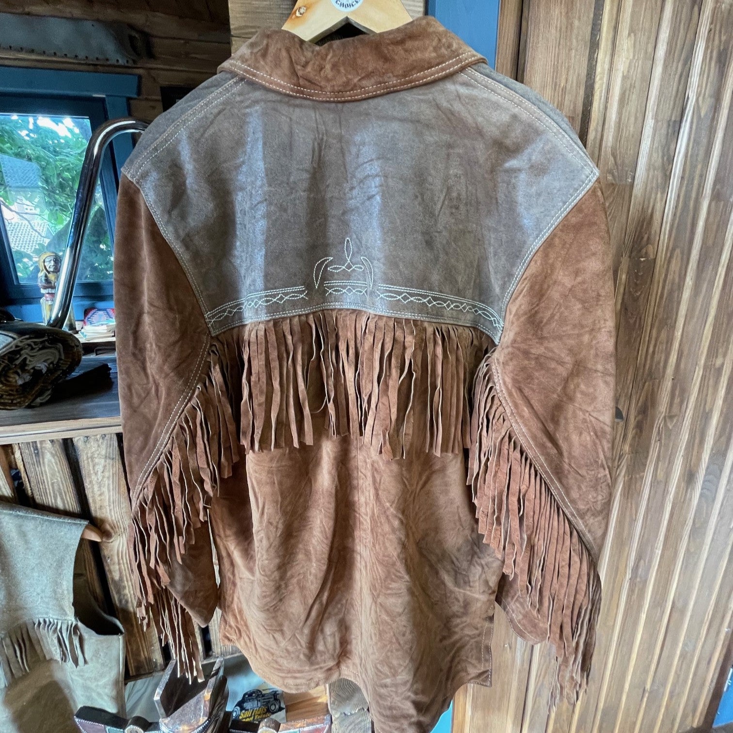 Heavy sued western tassel jacket with great embroidery