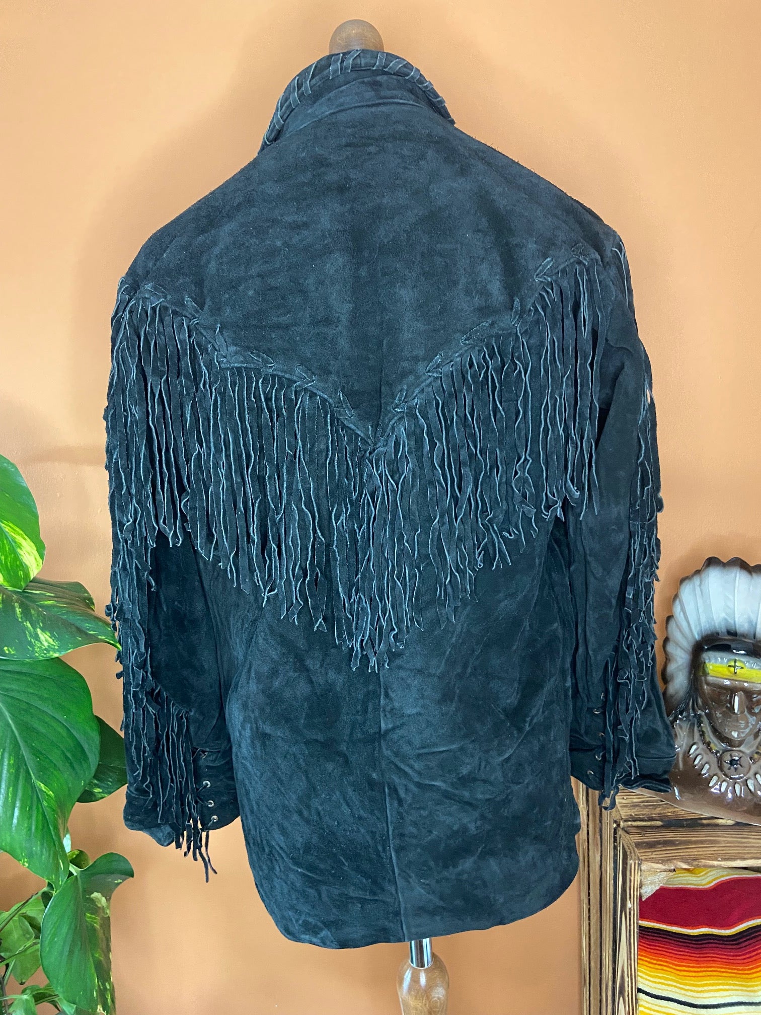 Vintage heavy suede tassel jacket/ shirt