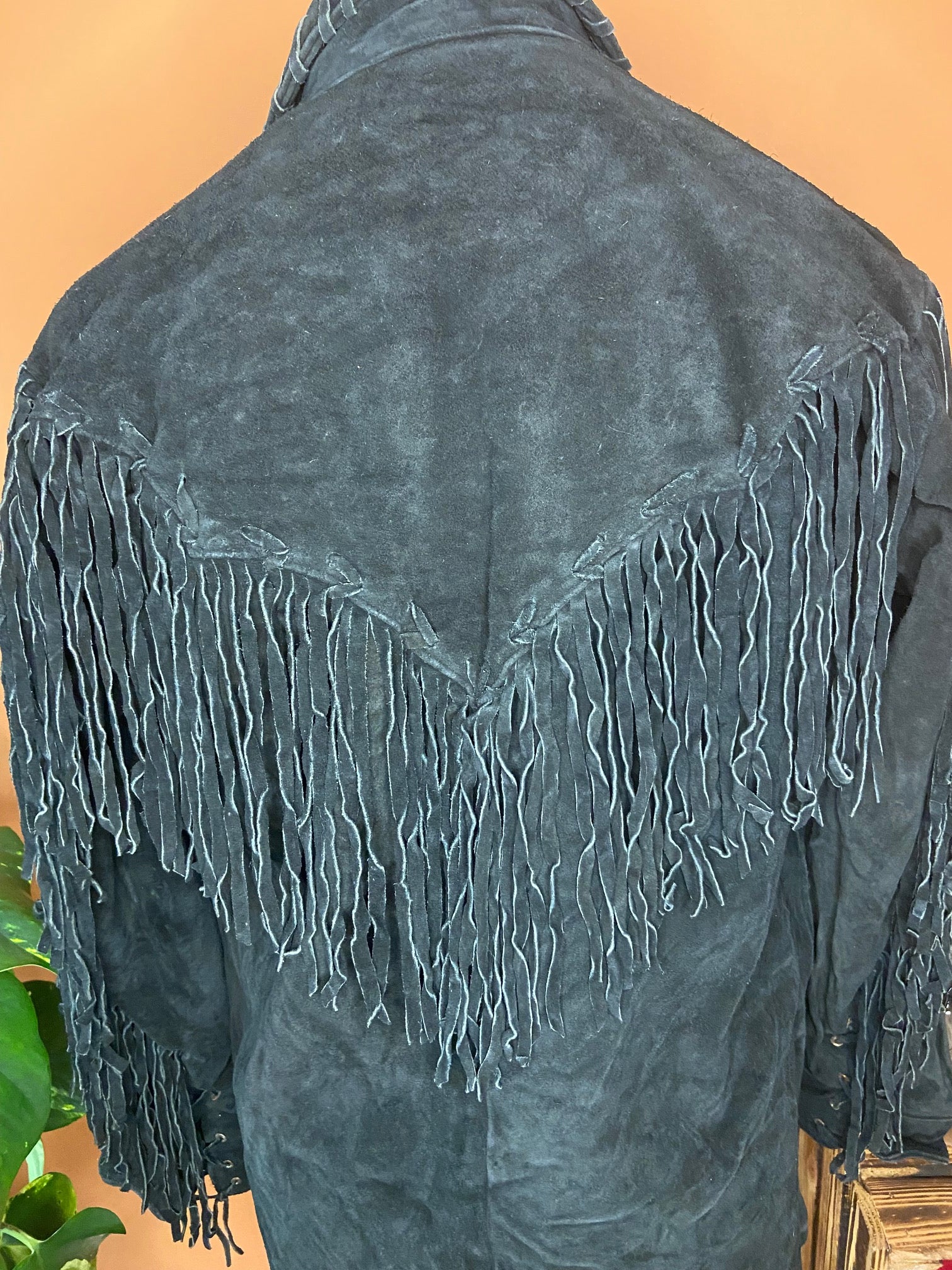Vintage heavy suede tassel jacket/ shirt