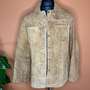 70s fine suede jacket with buttons and front pockets