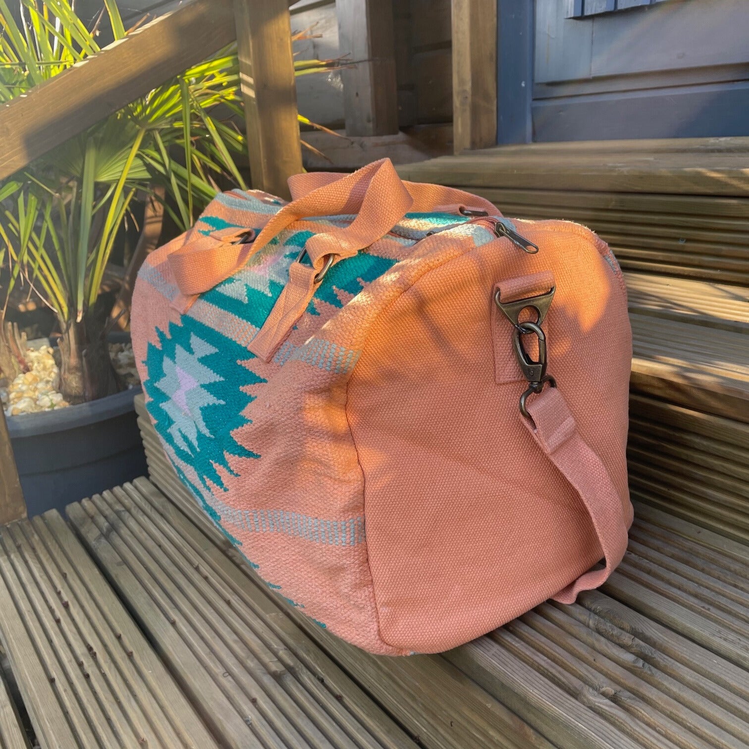 Orange, Green & Pink Aztec Duffel Bag