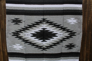 Midnight grey black white diamond mexican blanket