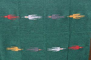 Dark Forest Green Thunderbird Blanket Vintage Style