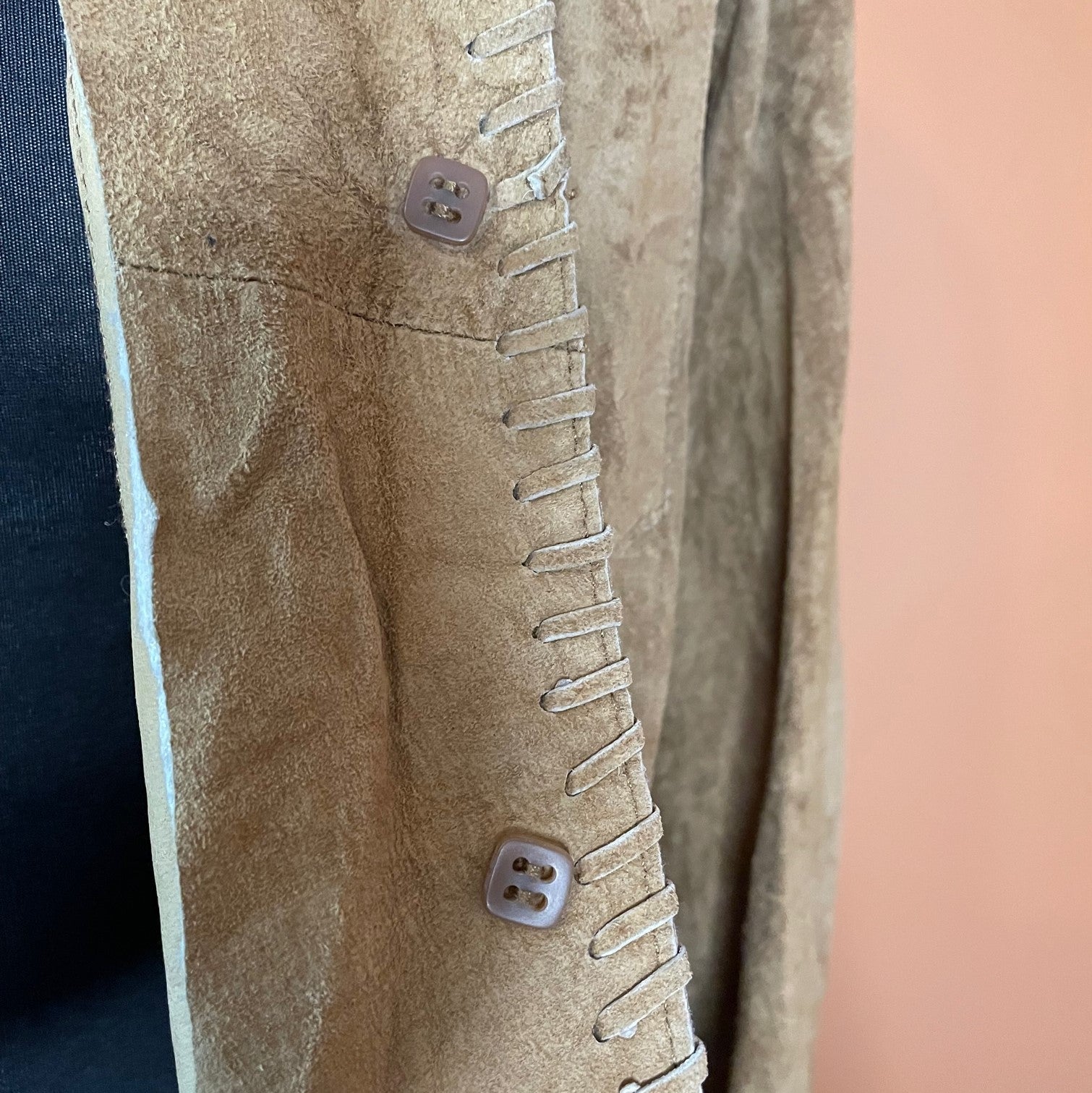 70s fine suede jacket with buttons and front pockets
