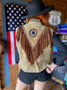 Southwestern native frill vest in soft leather