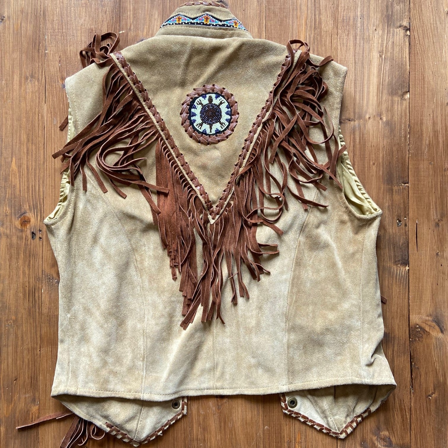 Southwestern native frill vest in soft leather