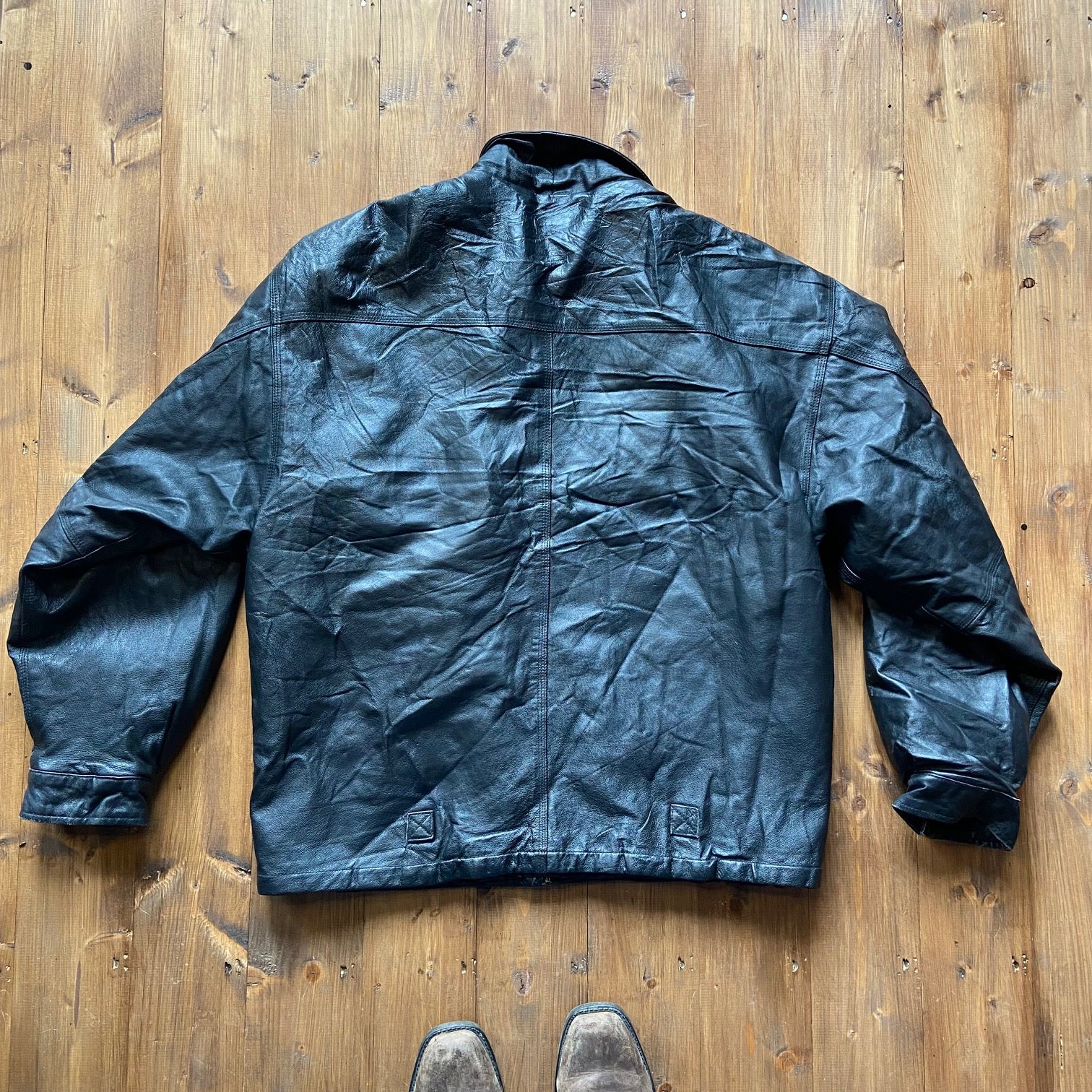 Long waist leather vintage gangster coat/jacket