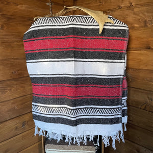 Red and Black Mexican Blanket Made from Recycled Material