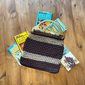 Heavy wool knitted vintage purse bag