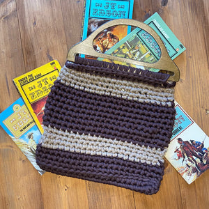 Heavy wool knitted vintage purse bag