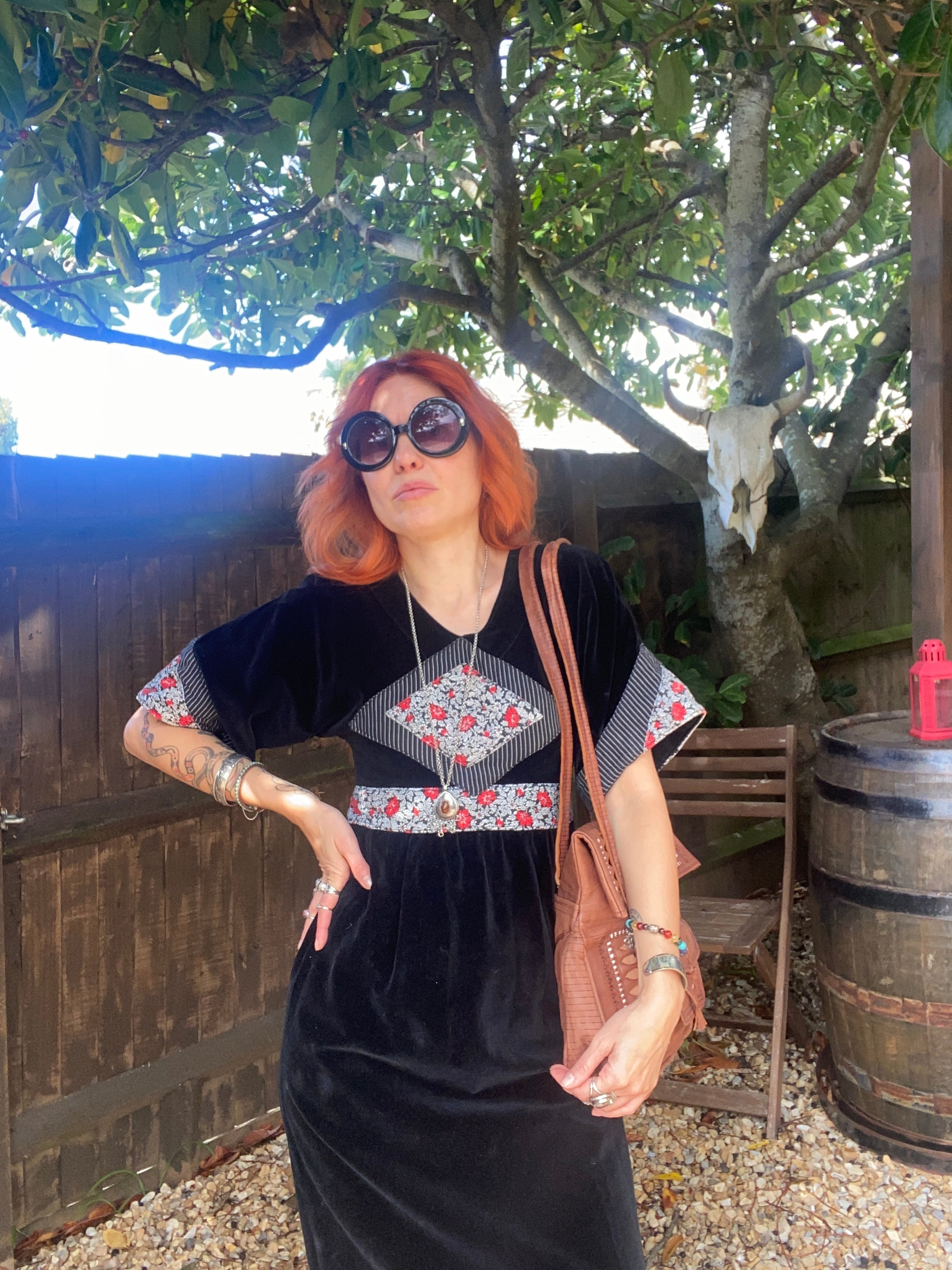 Black velvet long vintage winter dress