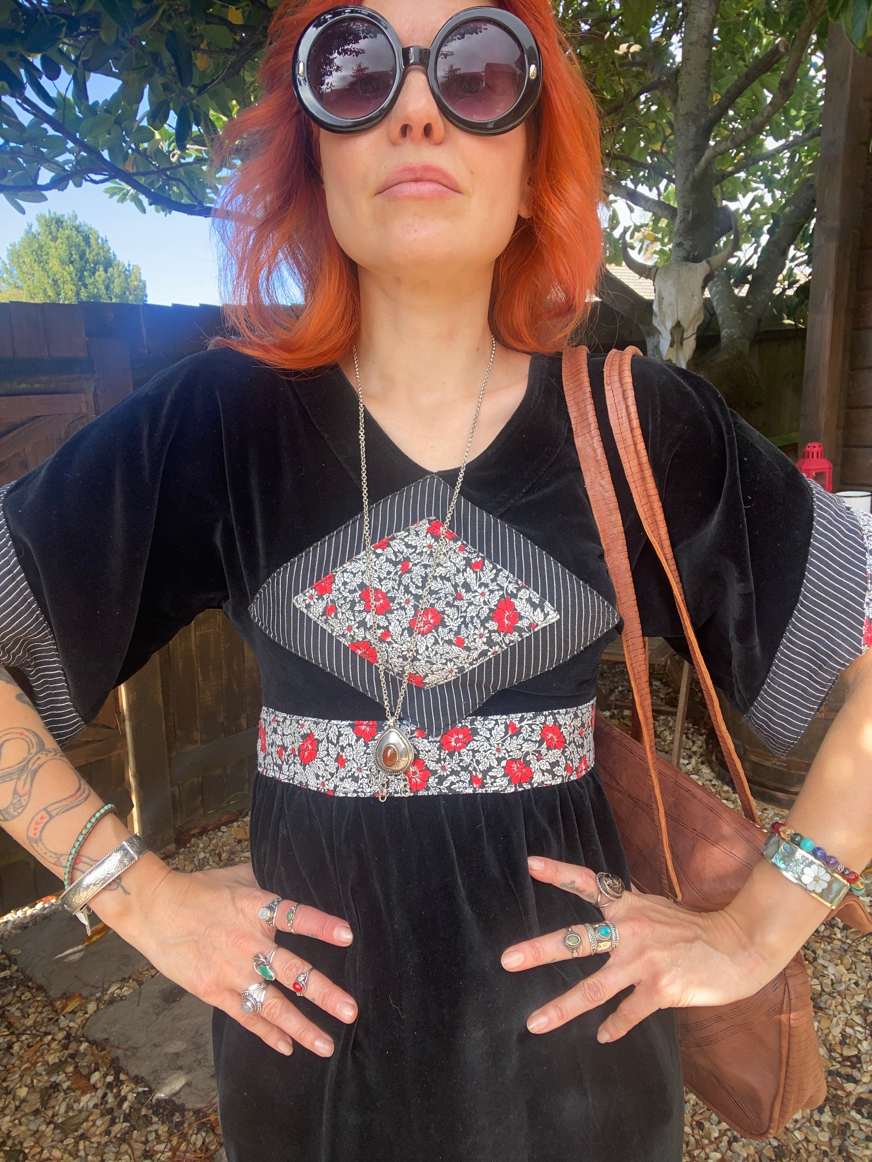 Black velvet long vintage winter dress