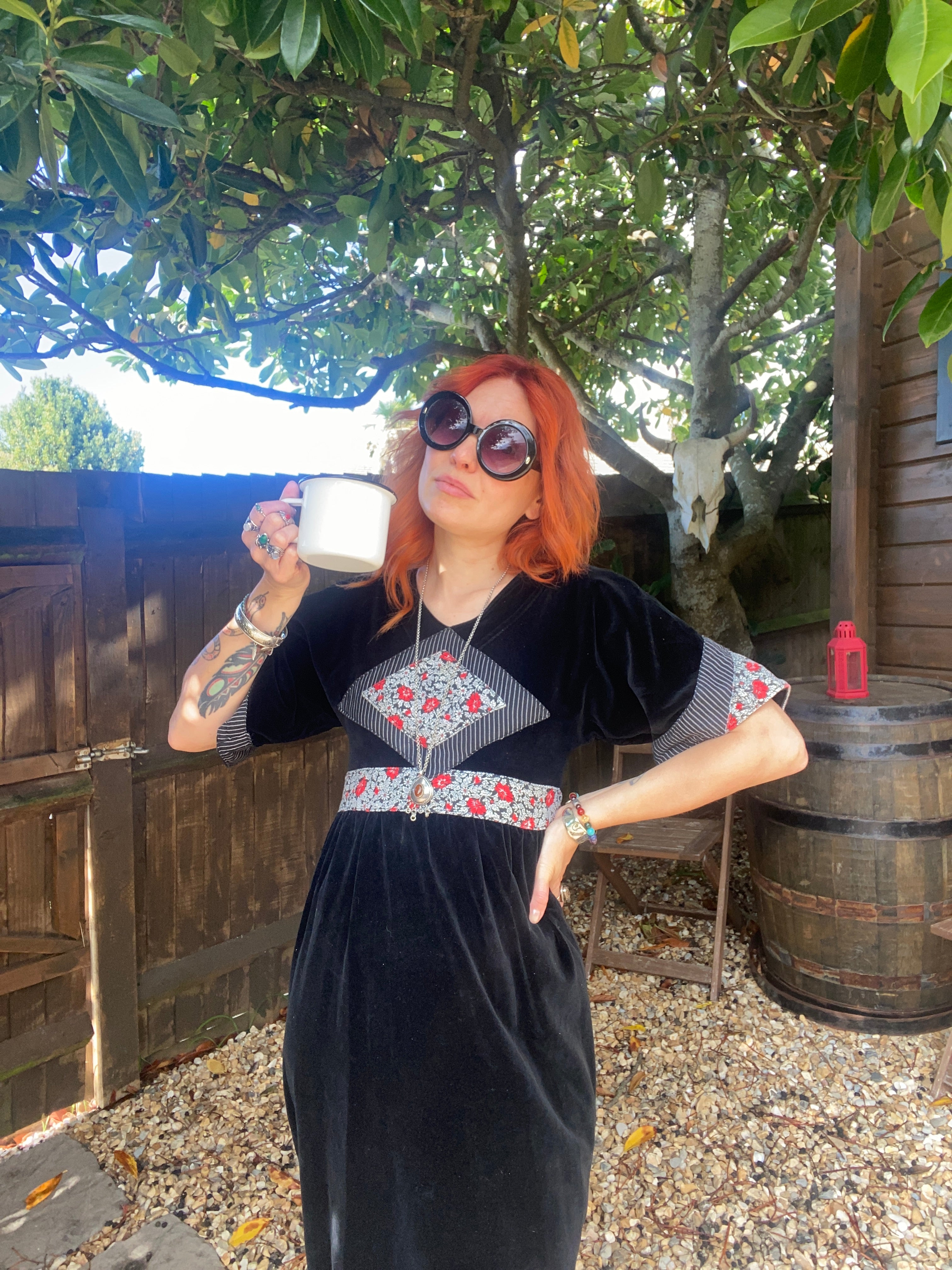 Black velvet long vintage winter dress