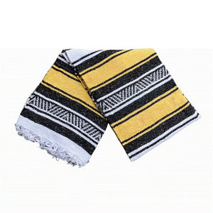 Yellow and Black Mexican Blanket Made from Recycled Material