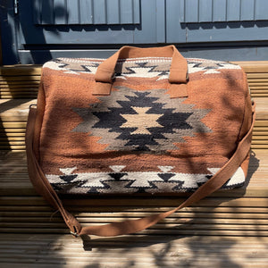 Rust, Olive & Cream Aztec Duffel