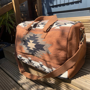 Rust, Olive & Cream Aztec Duffel