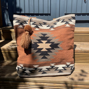 Rust, Olive & Cream Aztec Tote Bag