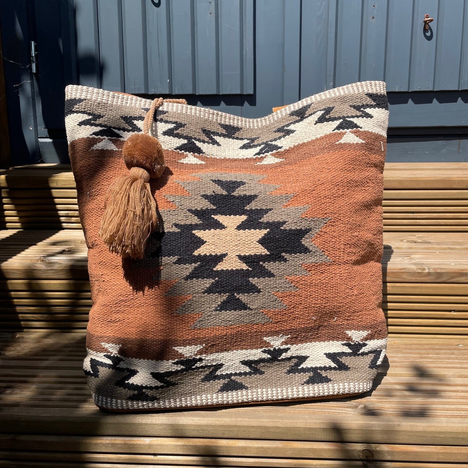 Rust, Olive & Cream Aztec Tote Bag