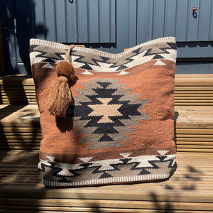 Rust, Olive & Cream Aztec Tote Bag
