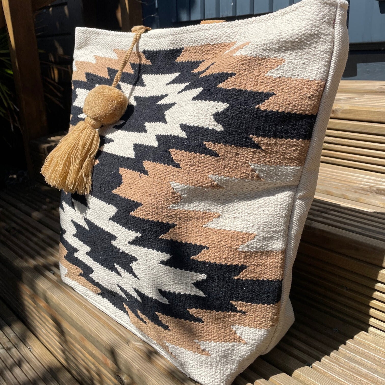 Cream, Black & Tan Western Tote