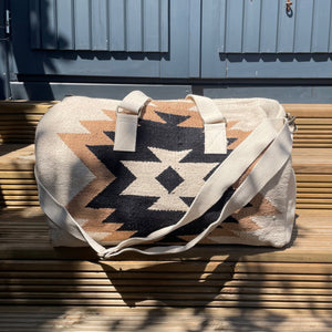 Cream, Black & Tan Western Duffel Bag