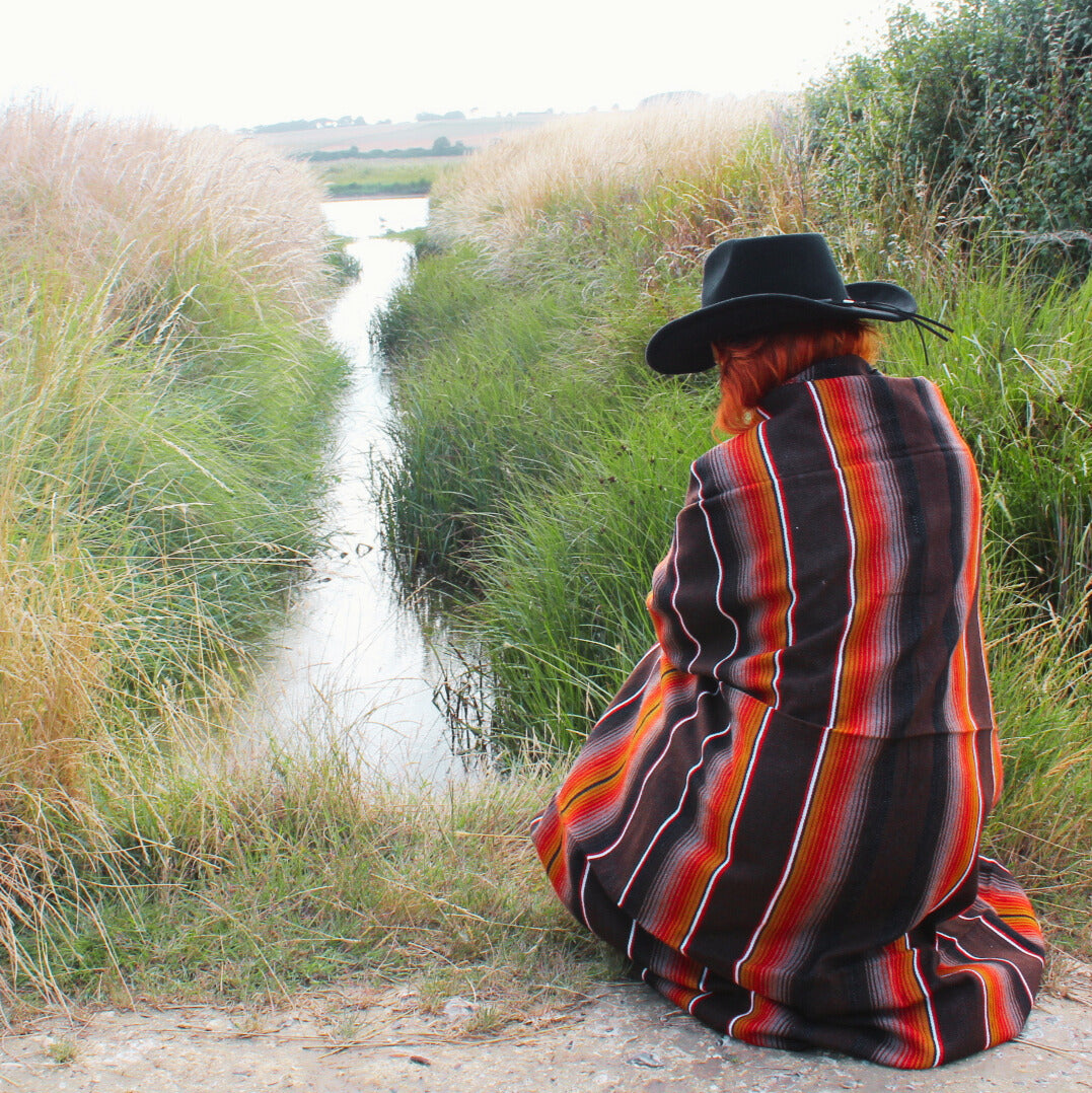 Mexican isla serape brown blanket