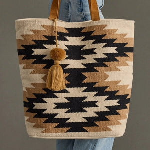 Cream, Black & Tan Western Tote