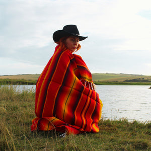 Fire serape red mexican blanket