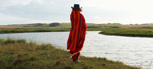 Fire serape red mexican blanket