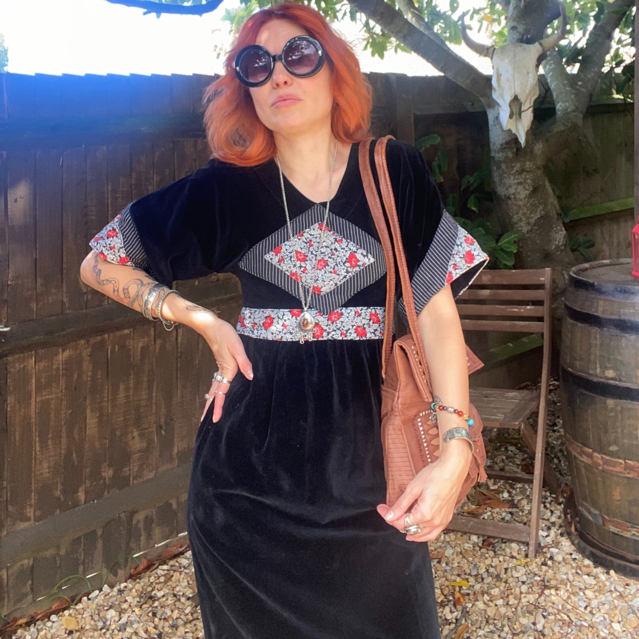Black velvet long vintage winter dress