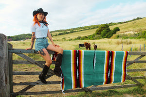 Turquoise sunset baja diamond blanket