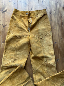 vintage 70s real suede flare trousers