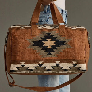 Rust, Olive & Cream Aztec Duffel