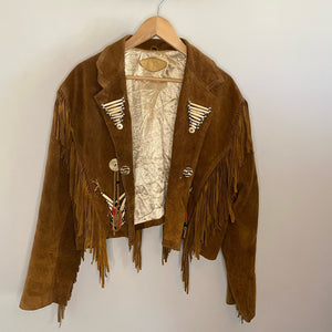 Vintage Stars and Stripes suede jacket with beads