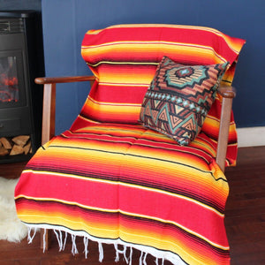 Fire serape red mexican blanket